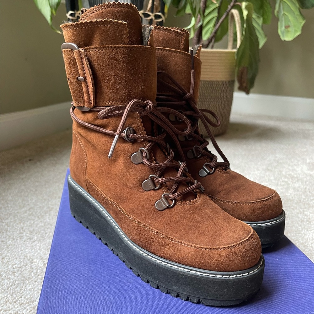 Stuart Weitzman Attackit Walnut Boots - image 1